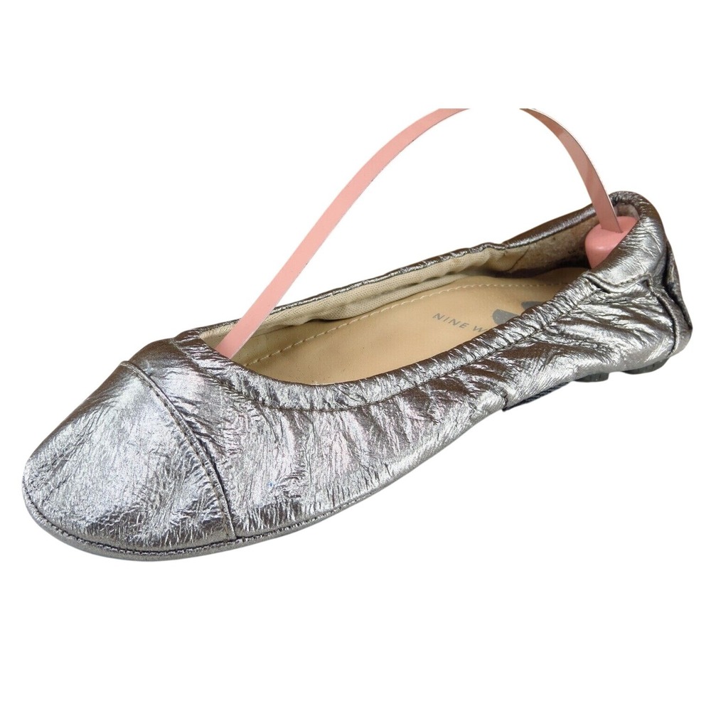 Nine West Youth Girls Shoes Size 3.5 M Silver Ballet Synthetic